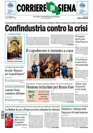 Prima pagina Corriere di Siena di oggi - Quotidiano regionale