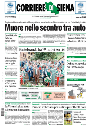 Prima pagina Corriere di Siena di oggi - Quotidiano regionale