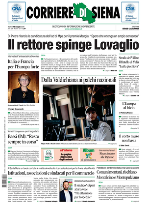 Prima pagina Corriere di Siena di oggi - Quotidiano regionale