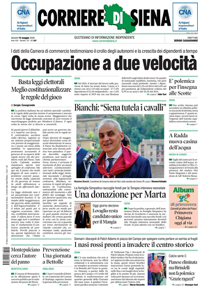 Prima pagina Corriere di Siena di oggi - Quotidiano regionale