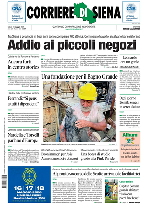 Prima pagina Corriere di Siena di oggi - Quotidiano regionale