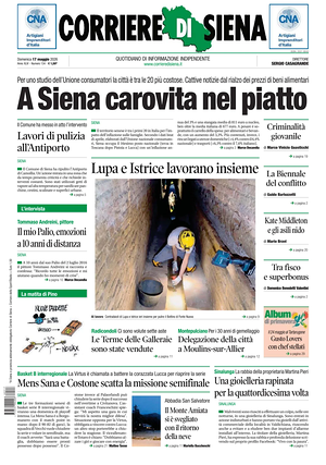 Prima pagina Corriere di Siena di oggi - Quotidiano regionale