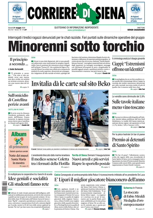 Prima pagina Corriere di Siena di oggi - Quotidiano regionale