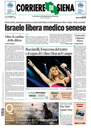 Prima pagina Corriere di Siena di oggi - Quotidiano regionale