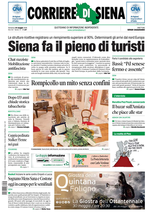 Prima pagina Corriere di Siena di oggi - Quotidiano regionale