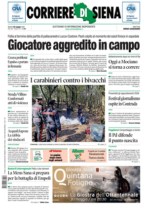 Prima pagina Corriere di Siena di oggi - Quotidiano regionale