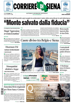 Prima pagina Corriere di Siena di oggi - Quotidiano regionale