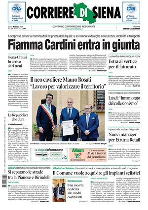 Prima pagina Corriere di Siena di oggi - Quotidiano regionale