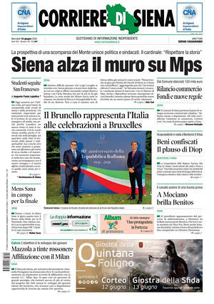Prima pagina Corriere di Siena di oggi - Quotidiano regionale