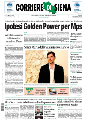 Prima pagina Corriere di Siena di oggi - Quotidiano regionale