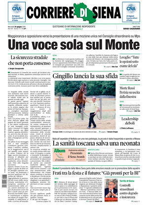 Prima pagina Corriere di Siena di oggi - Quotidiano regionale