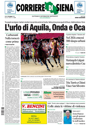 Prima pagina Corriere di Siena di oggi - Quotidiano regionale