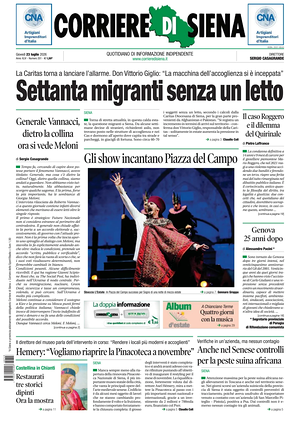 Prima pagina Corriere di Siena di oggi - Quotidiano regionale