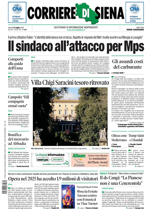 Prima pagina Corriere di Siena di oggi - Quotidiano regionale