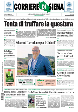 Prima pagina Corriere di Siena di oggi - Quotidiano regionale