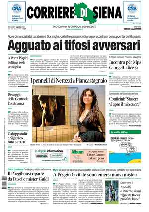 Prima pagina Corriere di Siena di oggi - Quotidiano regionale