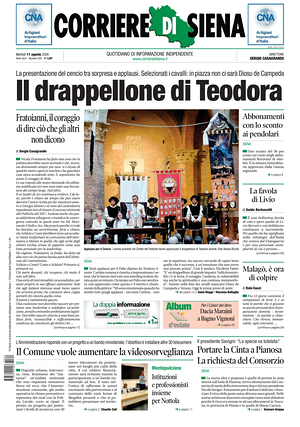 Prima pagina Corriere di Siena di oggi - Quotidiano regionale