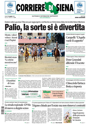 Prima pagina Corriere di Siena di oggi - Quotidiano regionale