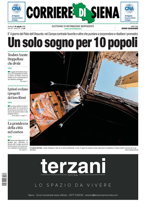 Prima pagina Corriere di Siena di oggi - Quotidiano regionale