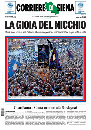 Prima pagina Corriere di Siena di oggi - Quotidiano regionale