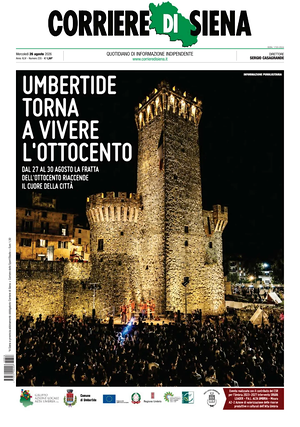 Prima pagina Corriere di Siena di oggi - Quotidiano regionale