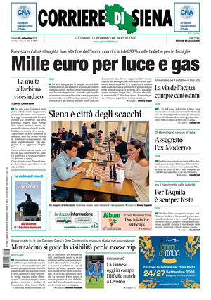 Prima pagina Corriere di Siena di oggi - Quotidiano regionale