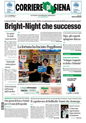 Prima pagina Corriere di Siena di oggi - Quotidiano regionale