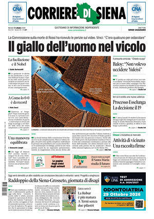 Prima pagina Corriere di Siena di oggi - Quotidiano regionale