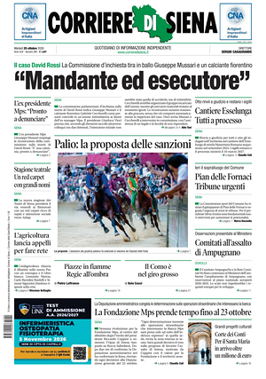 Prima pagina Corriere di Siena di oggi - Quotidiano regionale
