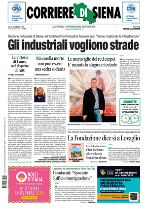 Prima pagina Corriere di Siena di oggi - Quotidiano regionale