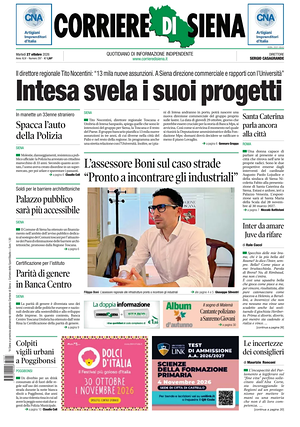 Prima pagina Corriere di Siena di oggi - Quotidiano regionale