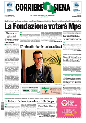 Prima pagina Corriere di Siena di oggi - Quotidiano regionale