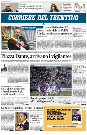 Prima pagina Corriere del Trentino di oggi - Quotidiano regionale