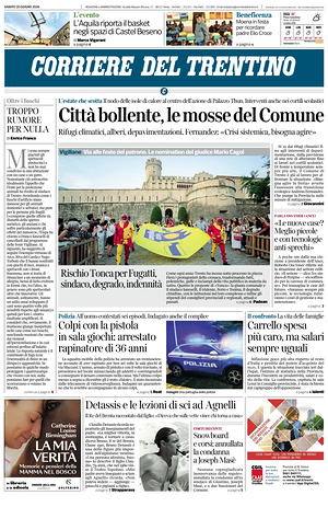 Prima pagina Corriere del Trentino di oggi - Quotidiano regionale