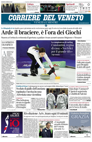 Prima pagina Corriere del Veneto di oggi - Quotidiano regionale