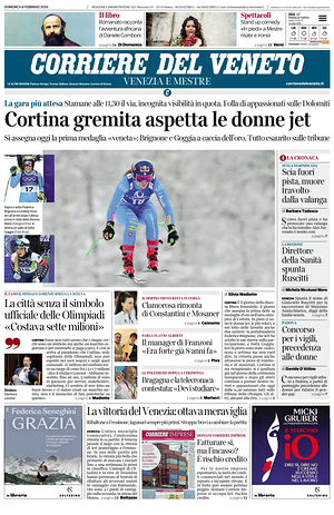 Prima pagina Corriere del Veneto di oggi - Quotidiano regionale