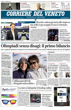 Prima pagina Corriere del Veneto di oggi - Quotidiano regionale