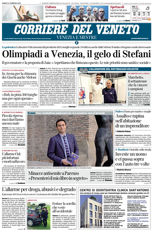 Prima pagina Corriere del Veneto di oggi - Quotidiano regionale