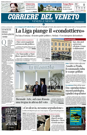 Prima pagina Corriere del Veneto di oggi - Quotidiano regionale