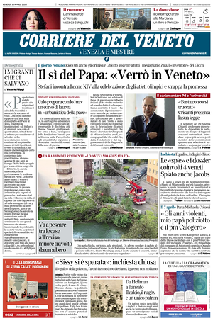 Prima pagina Corriere del Veneto di oggi - Quotidiano regionale