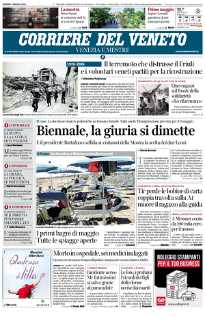 Prima pagina Corriere del Veneto di oggi - Quotidiano regionale