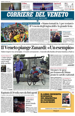 Prima pagina Corriere del Veneto di oggi - Quotidiano regionale