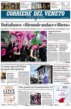 Prima pagina Corriere del Veneto di oggi - Quotidiano regionale