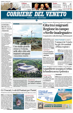 Prima pagina Corriere del Veneto di oggi - Quotidiano regionale