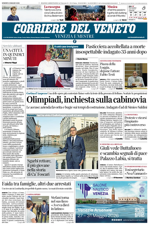 Prima pagina Corriere del Veneto di oggi - Quotidiano regionale