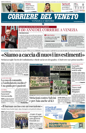 Prima pagina Corriere del Veneto di oggi - Quotidiano regionale