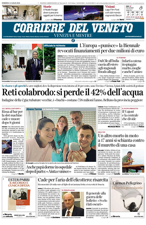 Prima pagina Corriere del Veneto di oggi - Quotidiano regionale