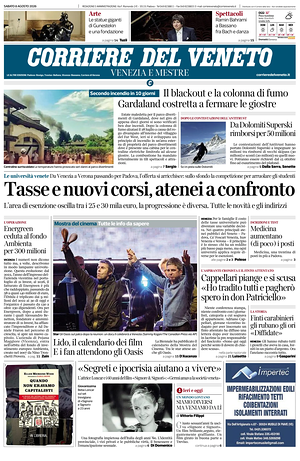 Prima pagina Corriere del Veneto di oggi - Quotidiano regionale