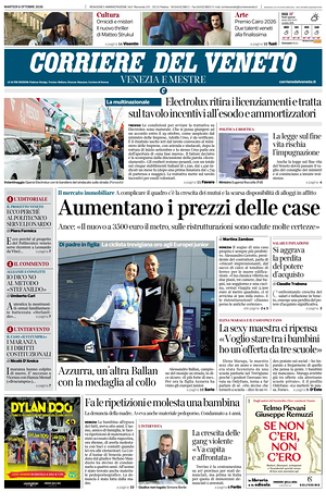 Prima pagina Corriere del Veneto di oggi - Quotidiano regionale