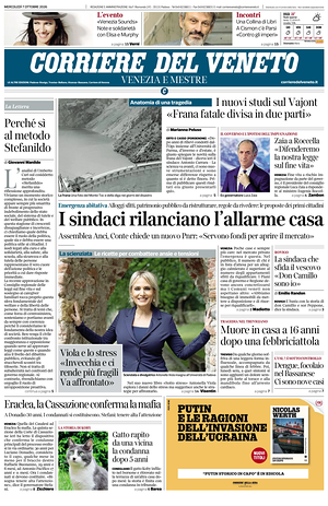 Prima pagina Corriere del Veneto di oggi - Quotidiano regionale